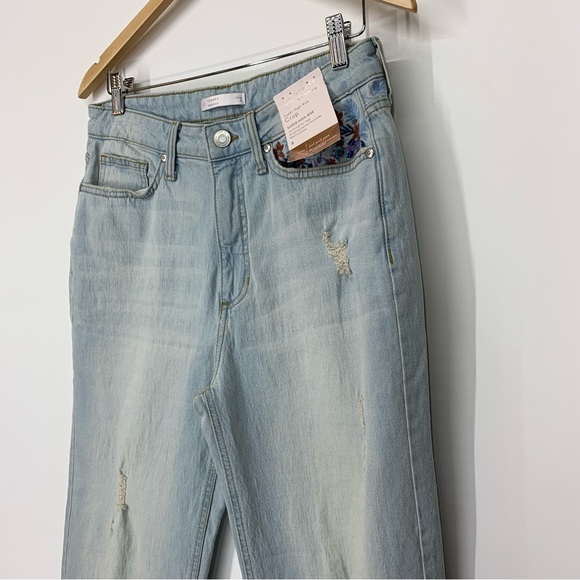 Lauren Conrad Charlotte Flower Embroidered Light Wash Cropped Jeans Nwt Size 8 - Picture 5 of 16